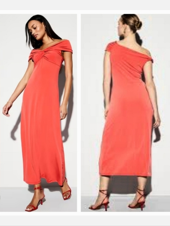 Old Navy Dresses & Skirts - Old Navy The Occasion Off-Shoulder Twist Front Maxi Dress Live Coral XL Tall NWT